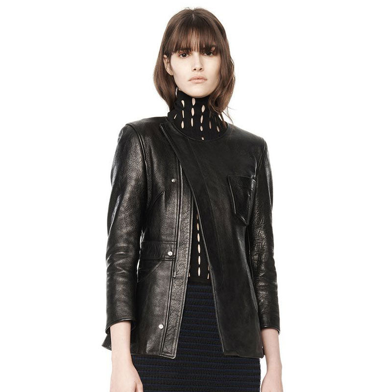 Alexander Wang Deconstructed Leather Moto Jacket - FABULUXE