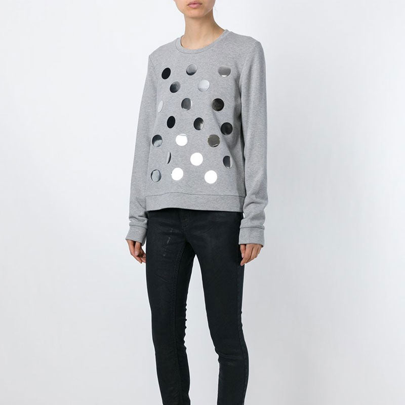 Diesel Black Gold Grey Polka Dot Sweatshirt - FABULUXE