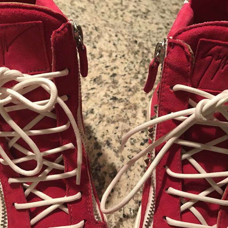 Giuseppe Zanotti Suede Studded Wedge Sneaker 40 - FABULUXE