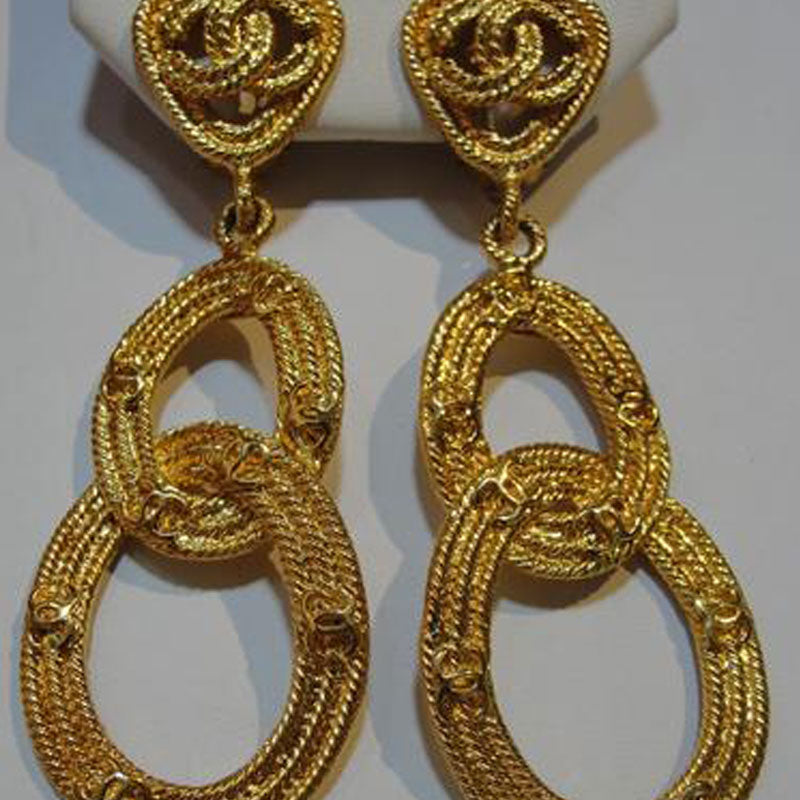 Vintage Chanel Textured Earrings - FABULUXE